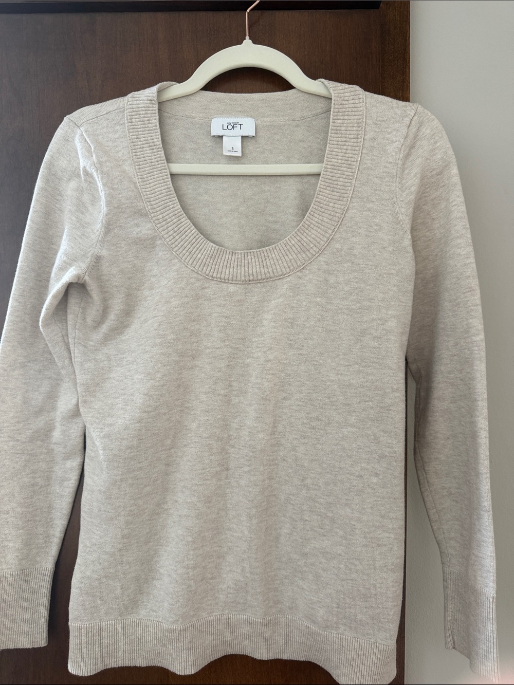 LOFT Scoop Neck Sweater in Light Cream